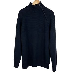 H&M Mens Funnel Neck Ribbed Sweater in Black Size XL